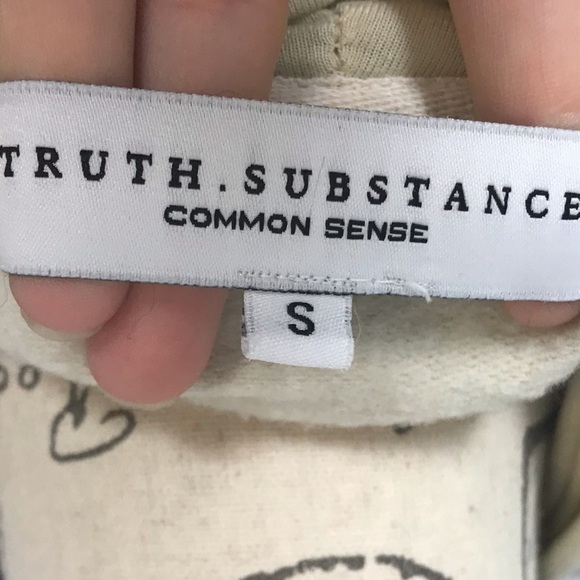 Truth Substance tan‎ ribbed arm long sleeve size small casual cozy hoodie - Picture 7 of 10